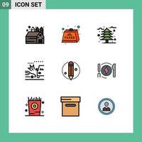 Modern Set of 9 Filledline Flat Colors and symbols such as process crush autumn cars accident Editable Vector Design Elements