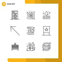 9 Universal Outline Signs Symbols of study up return left waste Editable Vector Design Elements