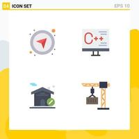4 Creative Icons Modern Signs and Symbols of compass building navigational develop real estate Editable Vector Design Elements