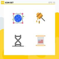 Modern Set of 4 Flat Icons Pictograph of earth dna helix connections honey genetics Editable Vector Design Elements