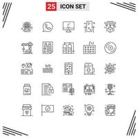 conjunto de 25 iconos de interfaz de usuario modernos signos de símbolos para elementos de diseño vectorial editables imac de belleza de aplicación de vatios de tocador de espejo vector