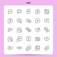 esquema 25 conjunto de iconos de chat diseño de estilo de línea vectorial conjunto de iconos negros paquete de pictogramas lineales diseño de ideas de negocios web y móviles ilustración vectorial vector