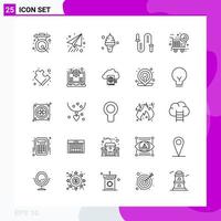 Line Icon set Pack of 25 Outline Icons isolated on White Background for Web Print and Mobile vector