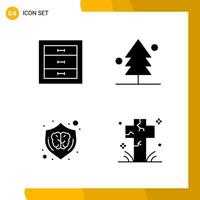 4 Icon Set Solid Style Icon Pack Glyph Symbols isolated on White Backgound for Responsive Website Designing vector