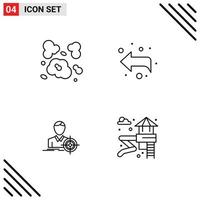 Pack of 4 creative Filledline Flat Colors of air target pollution left slider Editable Vector Design Elements