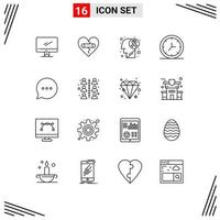16 iconos creativos signos y símbolos modernos de burbuja interior corazón reloj cáncer elementos de diseño vectorial editables vector