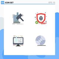 4 Flat Icon concept for Websites Mobile and Apps auction online experiment judgement security sample tube Editable Vector Design Elements