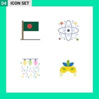 Set of 4 Modern UI Icons Symbols Signs for asian bulb country atom light Editable Vector Design Elements