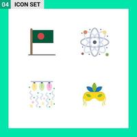 Set of 4 Modern UI Icons Symbols Signs for asian bulb country atom light Editable Vector Design Elements