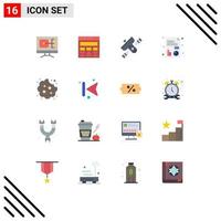 Modern Set of 16 Flat Colors and symbols such as cookie chart broadcast report transmitter Editable Pack of Creative Vector Design Elements