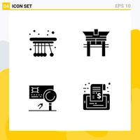 Editable Vector Line Pack of 4 Simple Solid Glyphs of movement banking school china detection Editable Vector Design Elements