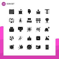 Universal Icon Symbols Group of 25 Modern Solid Glyphs of product box property open product food Editable Vector Design Elements