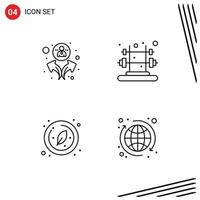 4 Thematic Vector Filledline Flat Colors and Editable Symbols of group circle fitness biology seo Editable Vector Design Elements