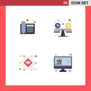 4 User Interface Flat Icon Pack of modern Signs and Symbols of fax record telegram creative wifi Editable Vector Design Elements