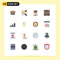 Modern Set of 16 Flat Colors Pictograph of success achievement candle workspace interface Editable Pack of Creative Vector Design Elements