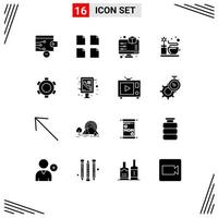 16 Universal Solid Glyph Signs Symbols of info graphic setting preview gear hot Editable Vector Design Elements