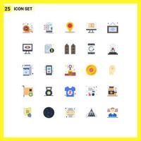 25 Universal Flat Color Signs Symbols of desk ontechnology mobile book info Editable Vector Design Elements