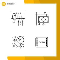 4 Icon Set Line Style Icon Pack Outline Symbols isolated on White Backgound for Responsive Website Designing vector