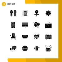 paquete de iconos de vector de stock de 16 signos y símbolos de línea para elementos de diseño de vector editables de engranaje de temporizador de finanzas de teléfono celular