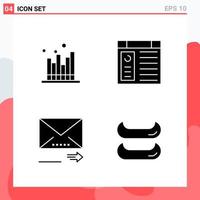 Collection of 4 Vector Icons in solid style Modern Glyph Symbols for Web and Mobile Solid Icon Sign Isolated on White Background 4 Icons