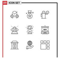 Pack of 9 Modern Outlines Signs and Symbols for Web Print Media such as home of man modern business Editable Vector Design Elements