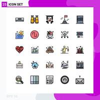 Set of 25 Modern UI Icons Symbols Signs for server data music admin mountain Editable Vector Design Elements