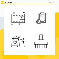 Collection of 4 Universal Line Icons Icon Set for Web and Mobile vector