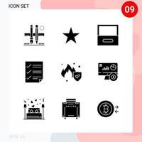 Vector Pack of 9 Icons in Solid Style Creative Glyph Pack isolated on White Background for Web and Mobile