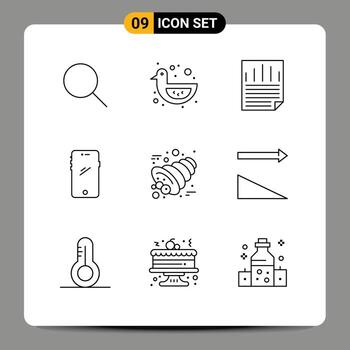 9 Universal Outline Signs Symbols of autumn android data mobile phone Editable Vector Design Elements
