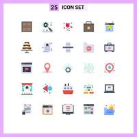 Pack of 25 Modern Flat Colors Signs and Symbols for Web Print Media such as sound browser flower suitcase briefcase Editable Vector Design Elements