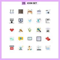 Editable Vector Line Pack of 25 Simple Flat Colors of management theft interior password internet Editable Vector Design Elements