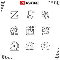 9 Icons Line Style Grid Based Creative Outline Symbols for Website Design Simple Line Icon Signs Isolated on White Background 9 Icon Set vector