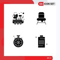 Solid Glyph Pack of Universal Symbols of car investment time signal chair battery Editable Vector Design Elements