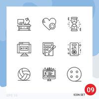 User Interface Pack of 9 Basic Outlines of color bucket link like internet domain Editable Vector Design Elements