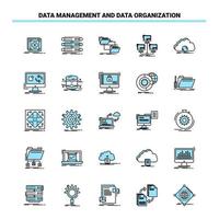 25 Data Management And Data Organization Black and Blue icon Set Creative Icon Design and logo template vector