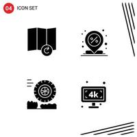 Pack of creative Solid Glyphs of map wheel discount pin smart tv Editable Vector Design Elements