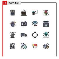 Set of 16 Modern UI Icons Symbols Signs for holiday egg conference speech room Editable Creative Vector Design Elements