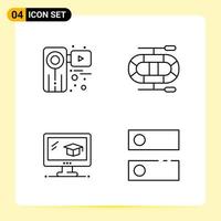 4 Creative Icons for Modern website design and responsive mobile apps 4 Outline Symbols Signs on White Background 4 Icon Pack vector