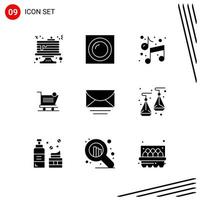 Collection of 9 Vector Icons in solid style Pixle Perfect Glyph Symbols for Web and Mobile Solid Icon Signs on White Background 9 Icons