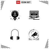 4 Icons Solid Style Grid Based Creative Glyph Symbols for Website Design Simple Solid Icon Signs Isolated on White Background 4 Icon Set vector