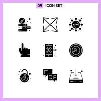 Pack of 9 creative Solid Glyphs of awards target experiment digital point Editable Vector Design Elements