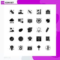 Group of 25 Modern Solid Glyphs Set for laptop graph back to school analysis genetic Editable Vector Design Elements