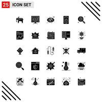 Modern Set of 25 Solid Glyphs and symbols such as data insect views find antivirus Editable Vector Design Elements