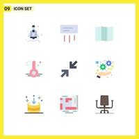 9 Thematic Vector Flat Colors and Editable Symbols of marketing zoom map arrow spring Editable Vector Design Elements