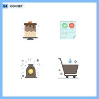 Set of 4 Commercial Flat Icons pack for birthday collaboration pros plus deal Editable Vector Design Elements