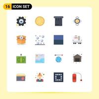 16 User Interface Flat Color Pack of modern Signs and Symbols of pills work eye test progress performance Editable Pack of Creative Vector Design Elements