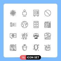 Group of 16 Outlines Signs and Symbols for globe tool user edit prohibited Editable Vector Design Elements