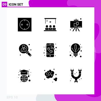 Modern Set of 9 Solid Glyphs and symbols such as mobile search user user business Editable Vector Design Elements