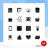 16 iconos creativos signos y símbolos modernos de script de baño pelo enlace malicioso elementos de diseño vectorial editables vector