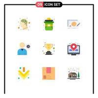 Stock Vector Icon Pack of 9 Line Signs and Symbols for trophy achievement design user controls Editable Vector Design Elements